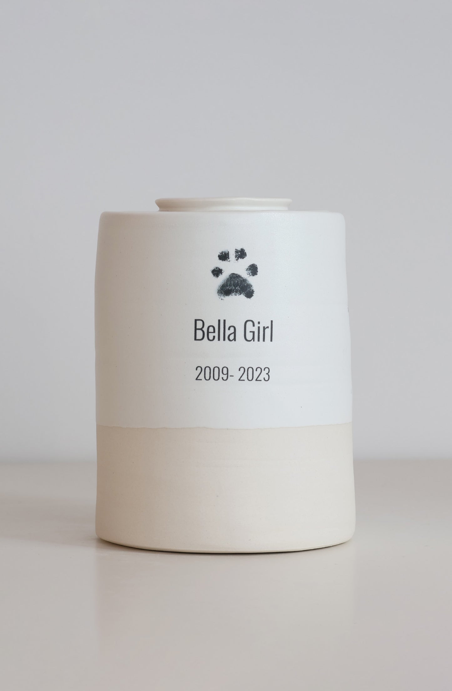 Extra Large Wide Size Urn, Pet Cremation Urn with Custom Paw Image