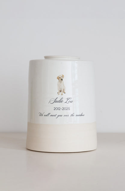 Extra Large Wide Size Urn. Pet Cremation Urn with Custom Photo