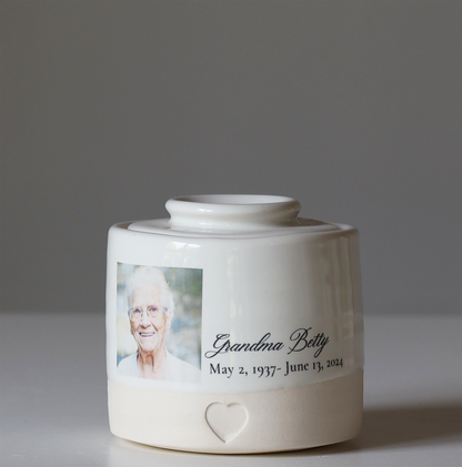 Small Size Urn. Adult Cremation Urn with Custom Photo