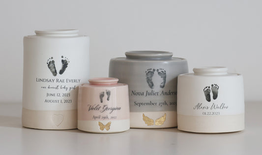 Medium Low Size Urn. Custom Footprint Infant / Child Cremation Urn