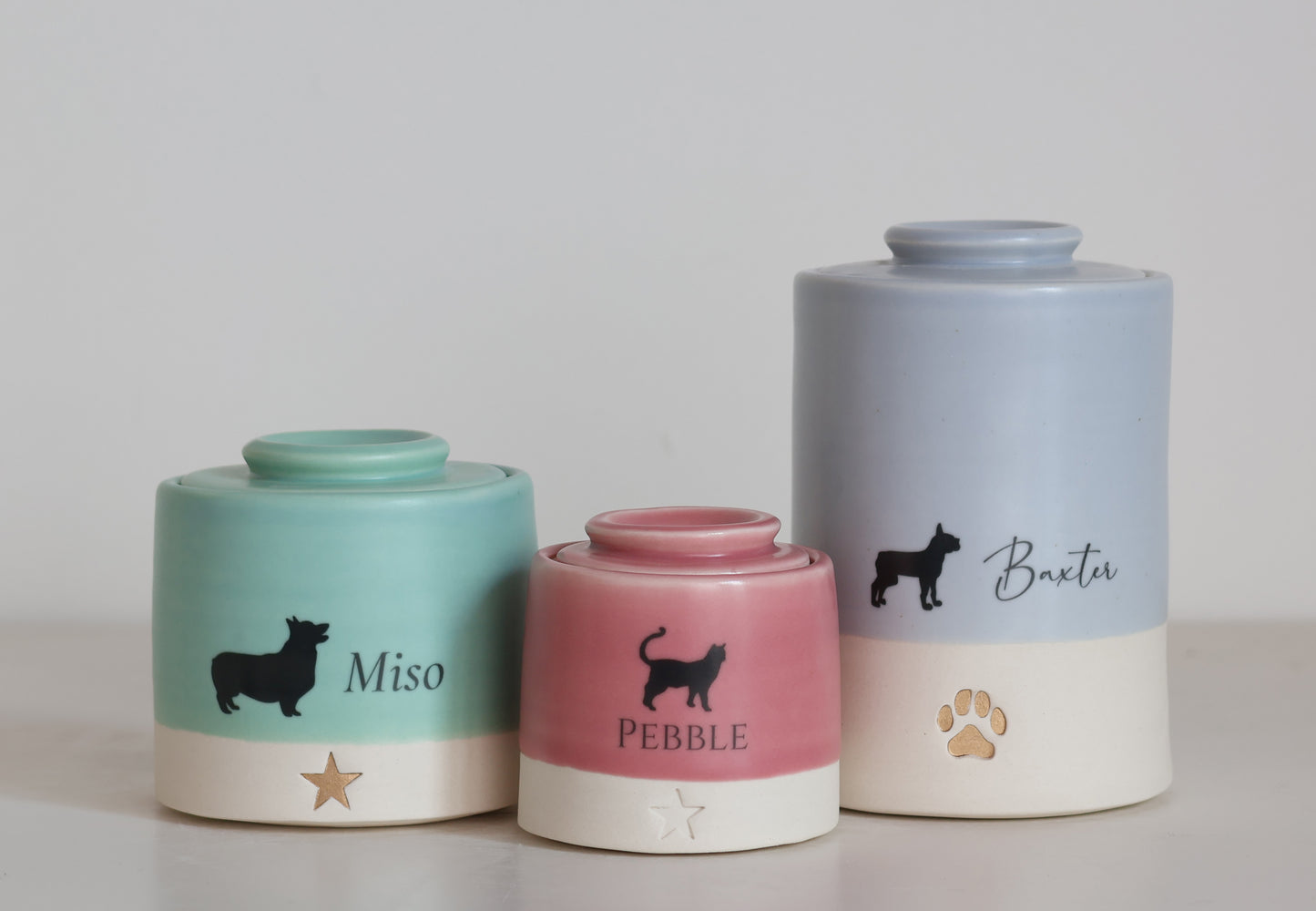 Medium Low Pet Urn with Pet Silhouette