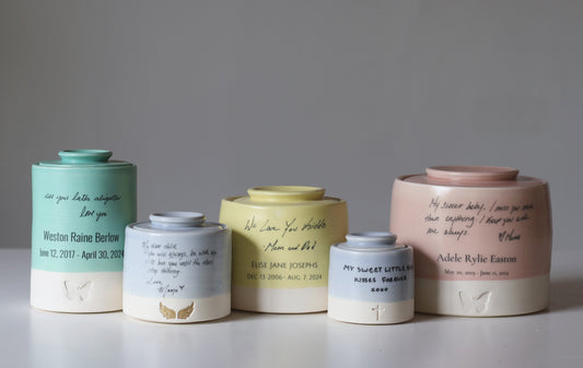 XS Size Urn. infant Cremation Urn with Handwritten Note