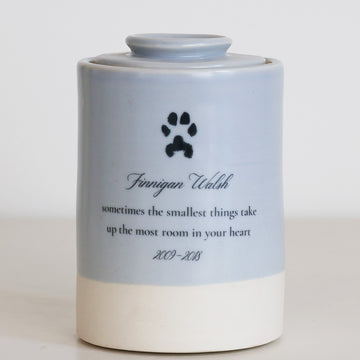 Medium Tall Size Urn. Pet Cremation Urn with Custom Paw Image