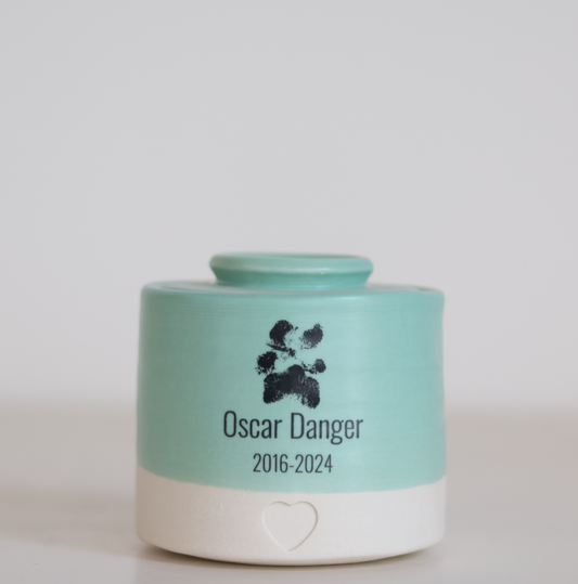 Small Size Urn. Pet Cremation Urn with Custom Paw Image