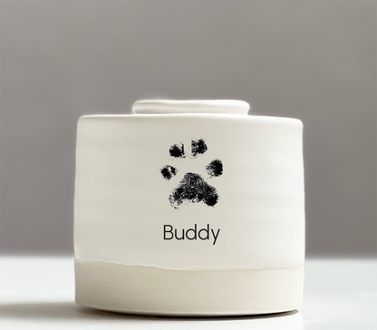 Small Size Urn. Pet Cremation Urn with Custom Paw Image