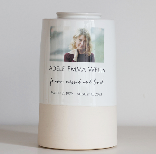 Extra Large Tall Size Urn. Adult Cremation Urn with Custom Photo