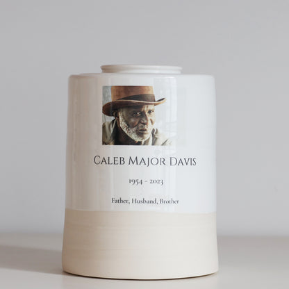 Extra Large Wide Size Urn, Adult Cremation Urn with Custom Photo