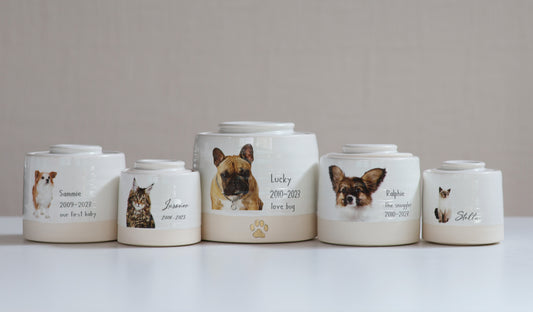Large Low Size Urn. Custom Photo Pet Cremation Urn